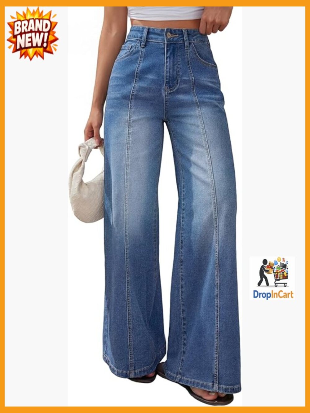 Wide Leg Baggy Jeans High Waisted Front Seam Denim Pants Casual Streetwear Y2K